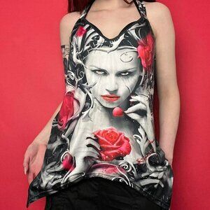 Gothic tank top with graphic of girl ❤️🩶​​​​